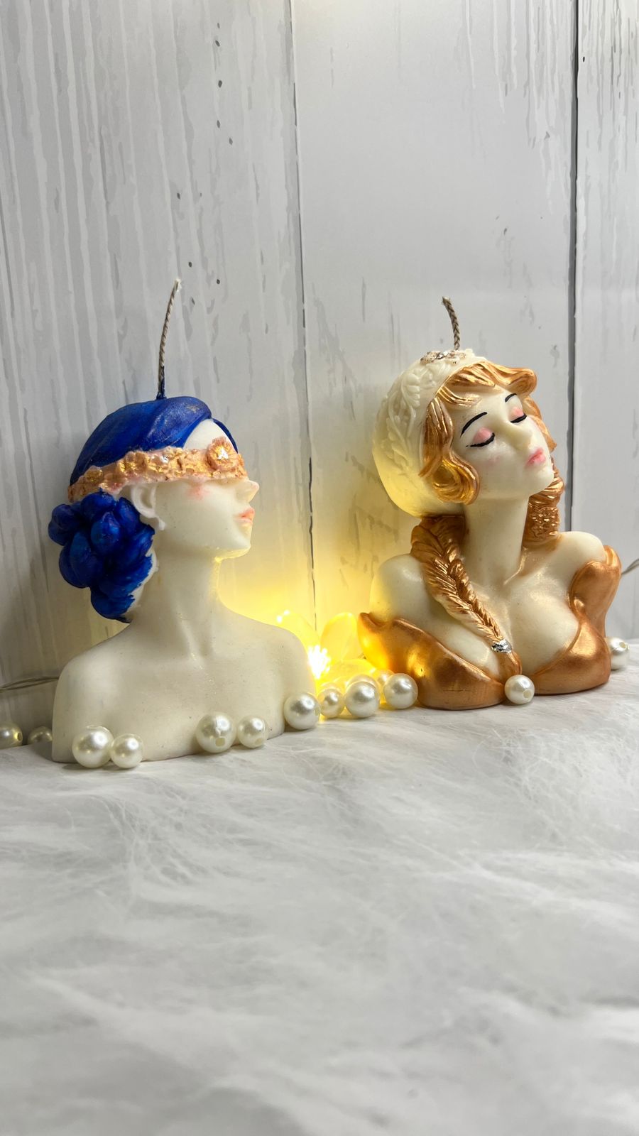 π Renaissance Muse Duo β Painted Bust Candles - Image 2
